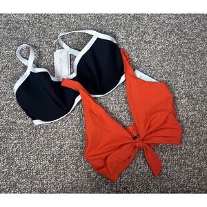 Bravissimo Black White Swim Top & Sahara Top Bikini US 30J Lot of 2! New